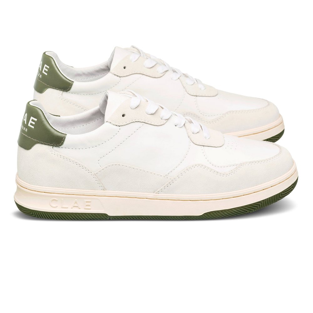 CLAE ELFORD Shoes Womens USA623-E07 In White Leather Olive